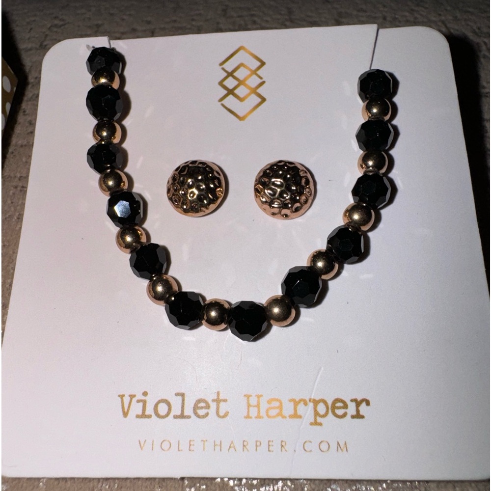 VIOLET HARPER
Morgan Gold Beaded Bracelet + Earrings Set..NEW in Box